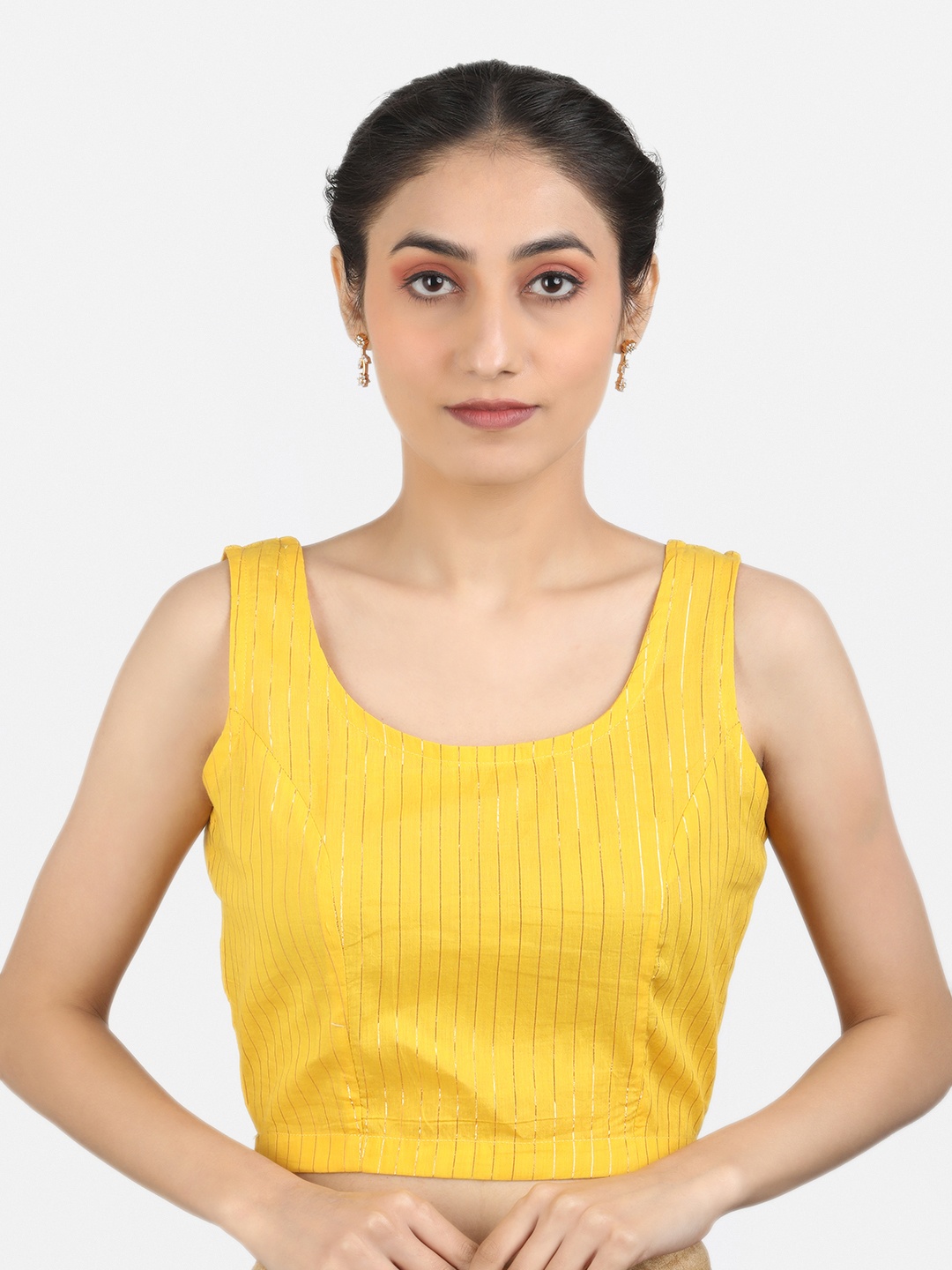 

Llajja Woven Design Pure Cotton Non Padded Saree Blouse, Yellow