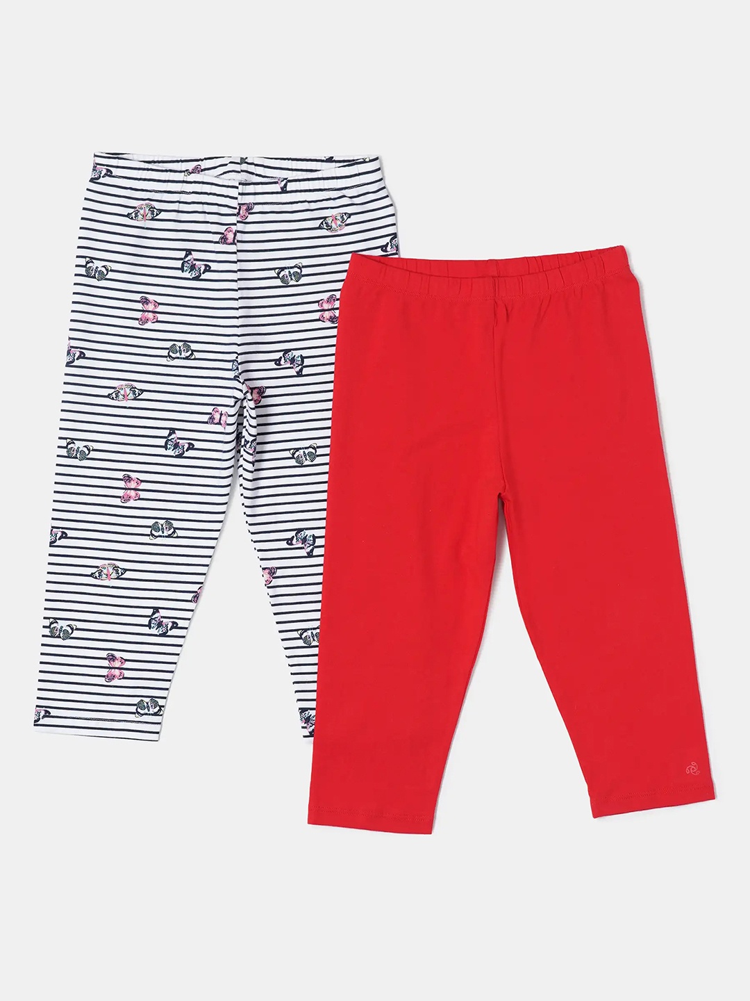 

Jockey Girls Pack of 2 Super Combed Cotton Printed Slim Fit Capris - AG18, Grey