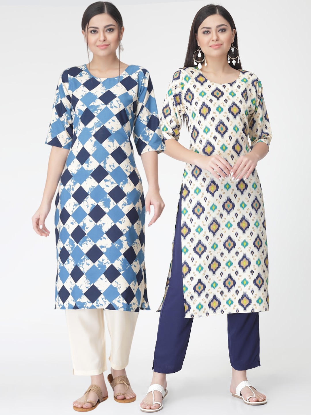 

KALINI Women Set of 2 Printed Regular Kurta with Trousers, Multi