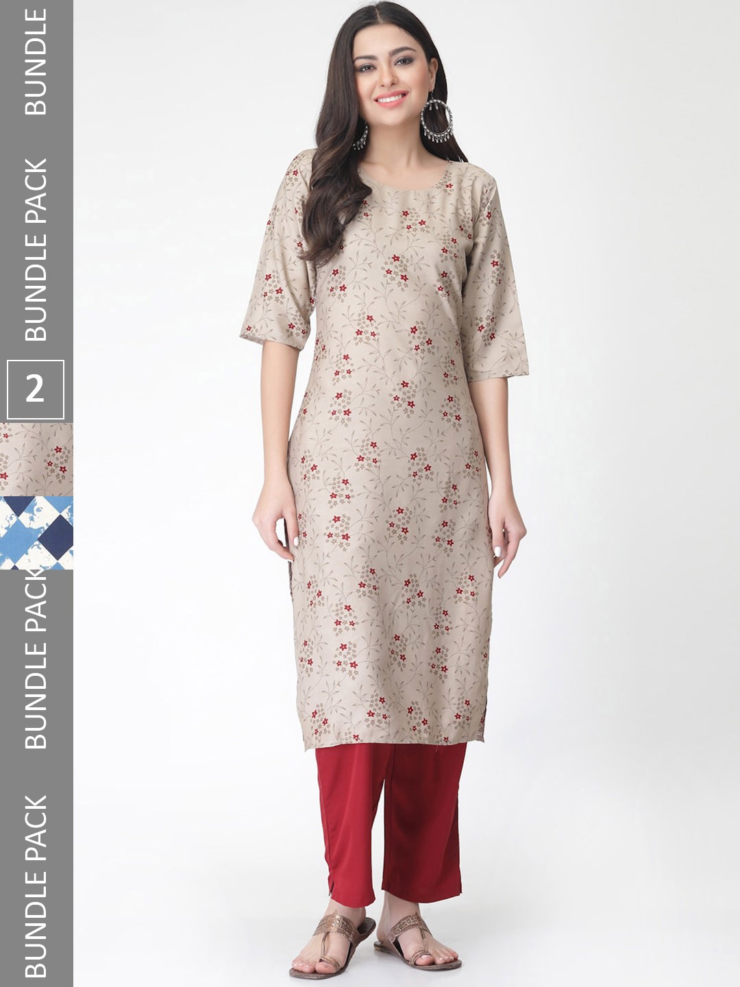 

7Threads Pack Of 2 Printed Kurta with Trousers, Blue