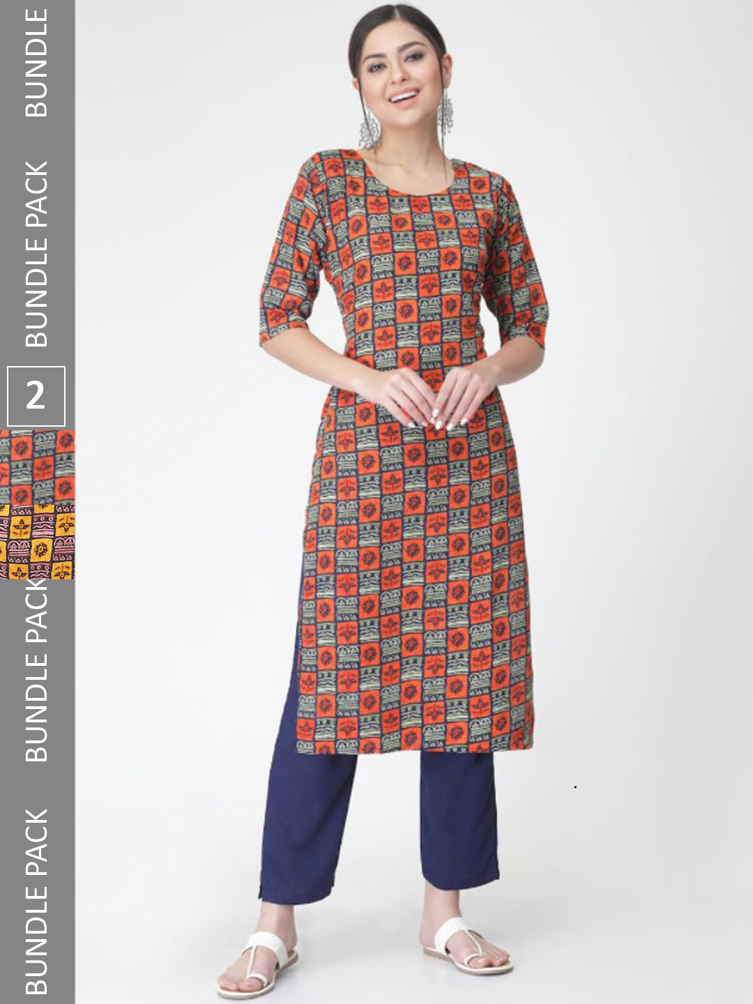 

7Threads Pack Of 2 Ethnic Motif Printed Kurta With Trousers, Red