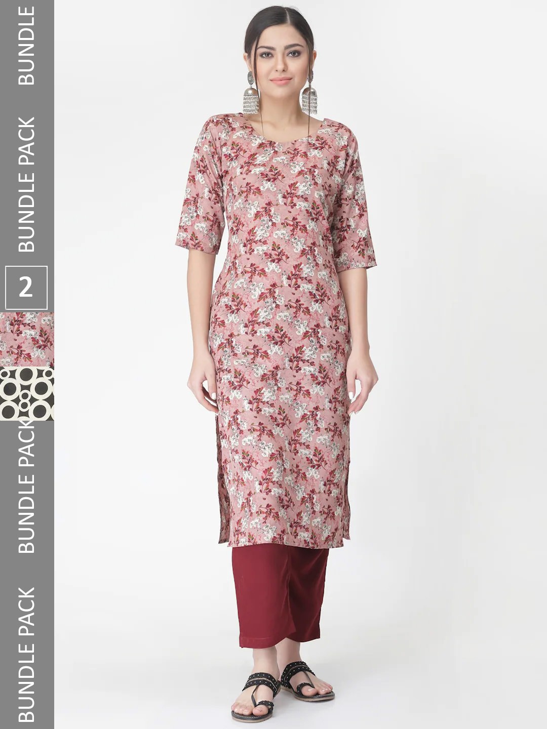 

7Threads Pack Of 2 Printed Straight Kurta with Trousers, White