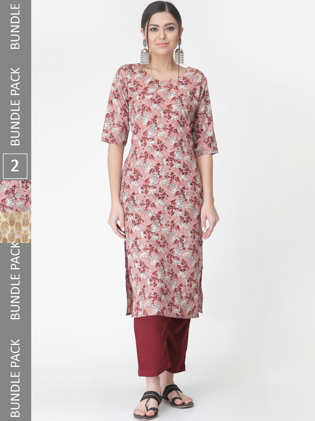 

7Threads Pack Of 2 Printed Kurta with Trousers, Cream