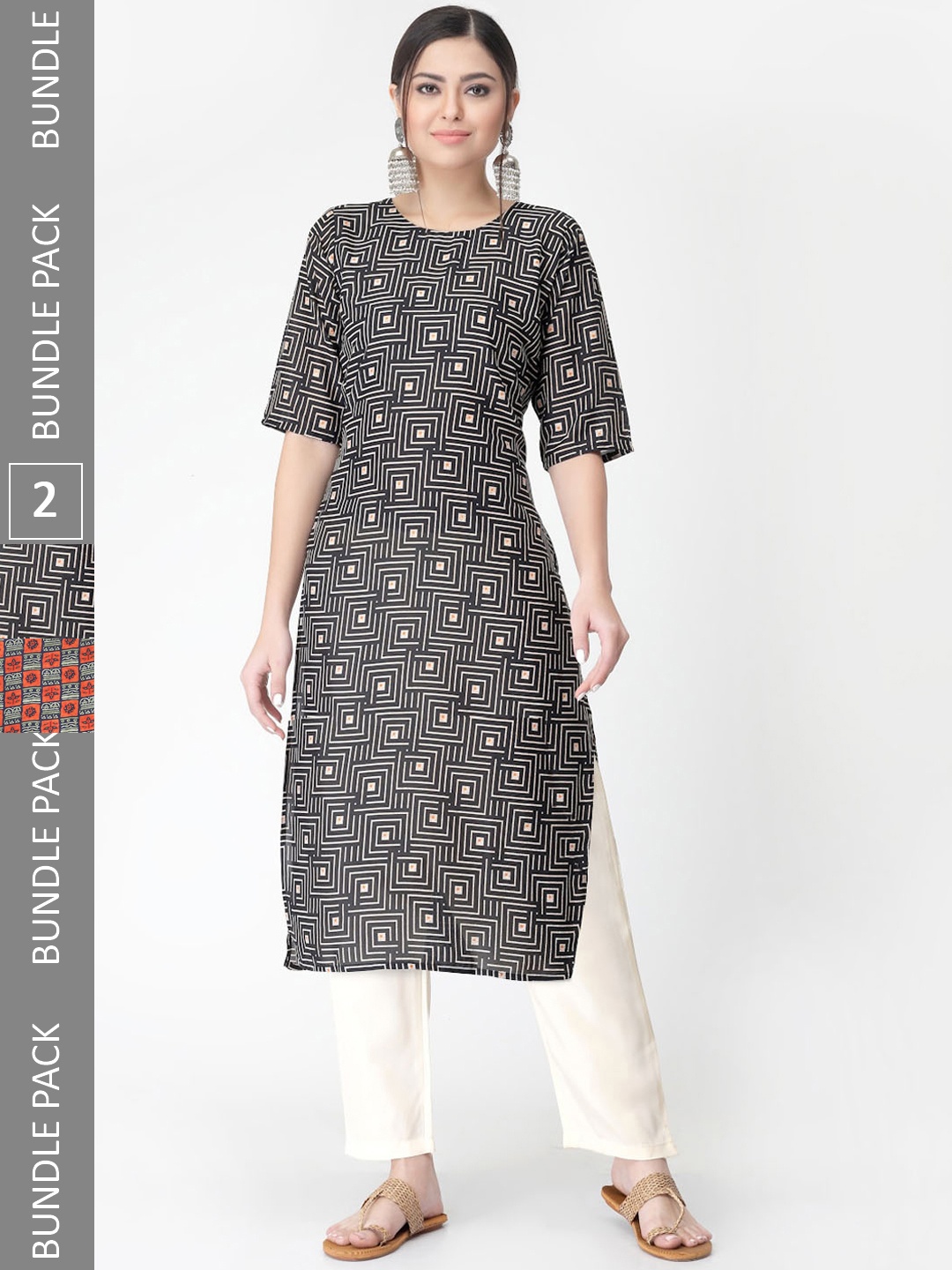

7Threads Pack Of 2 Printed Straight Kurta with Trousers, Blue