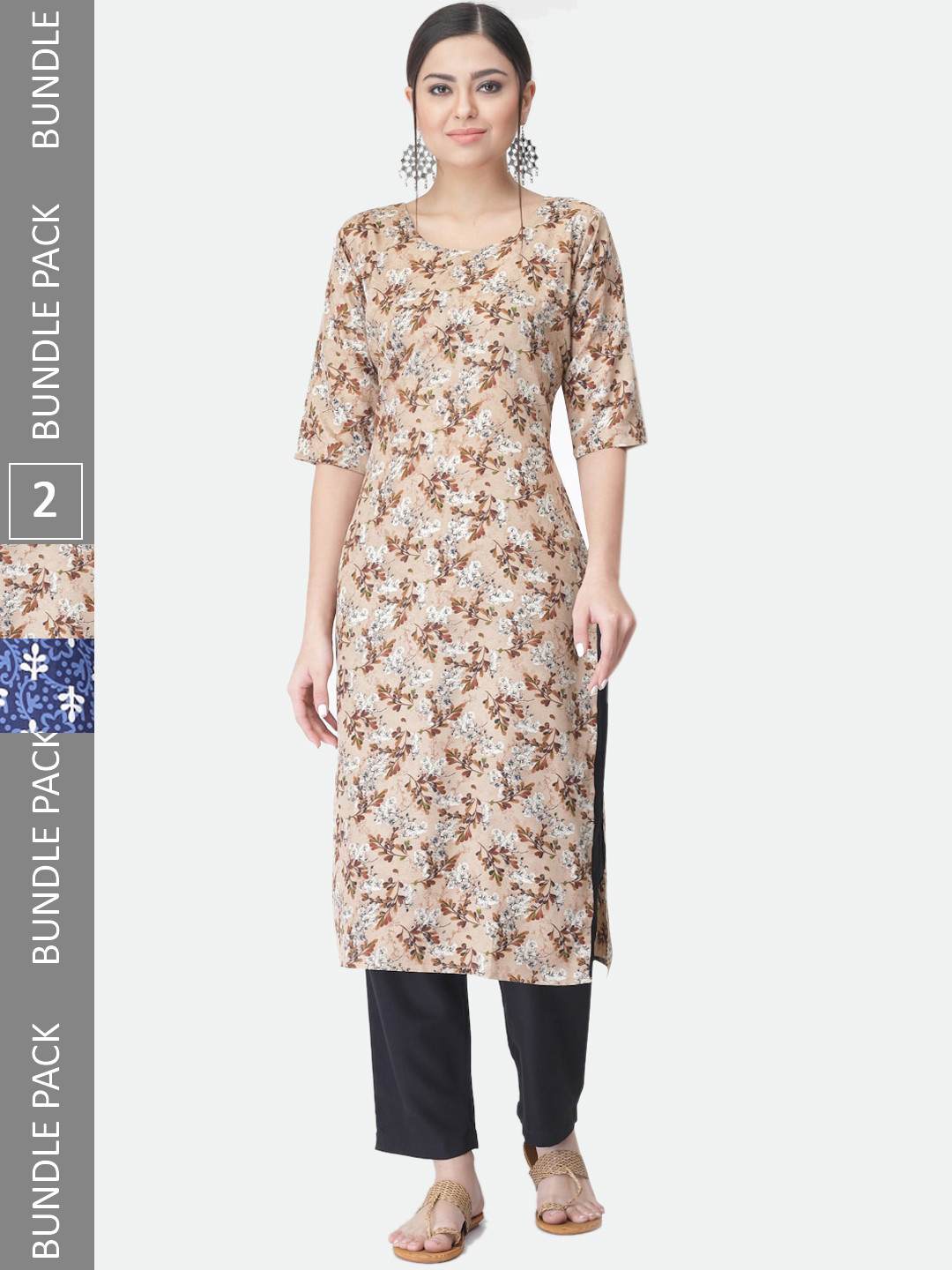 

7Threads Pack Of 2 Floral Printed Kurta With Trousers, Blue