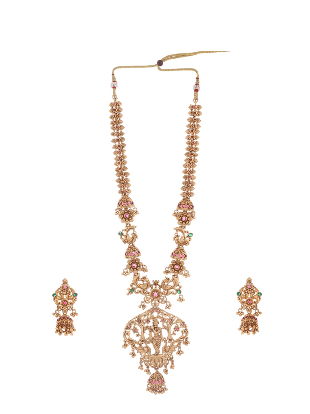 

ROFARWORD Gold-Plated Stone-Studded & Beaded Jewellery Set