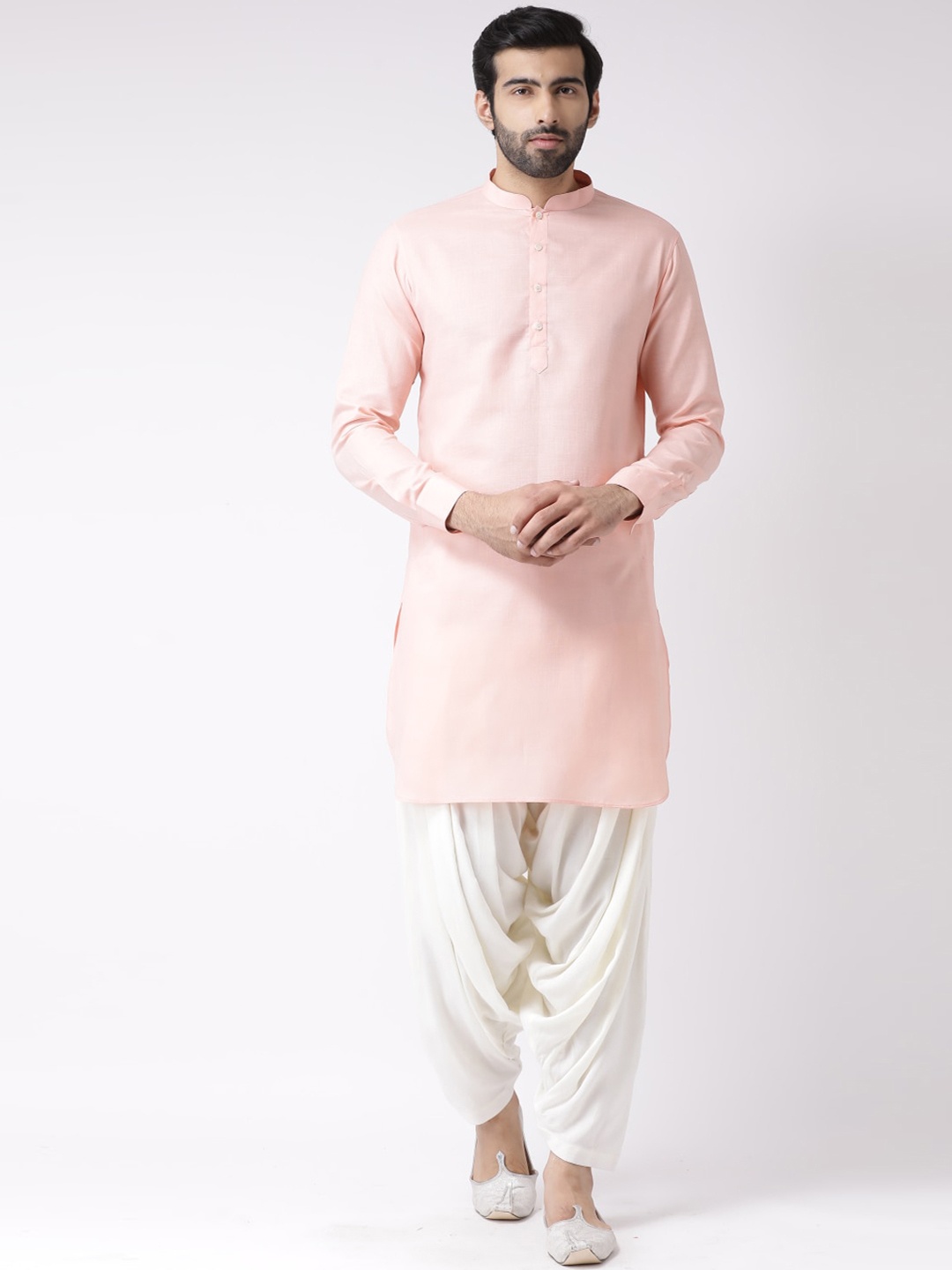 

KISAH Mandarin Collar Regular Cotton Straight Kurta, Pink