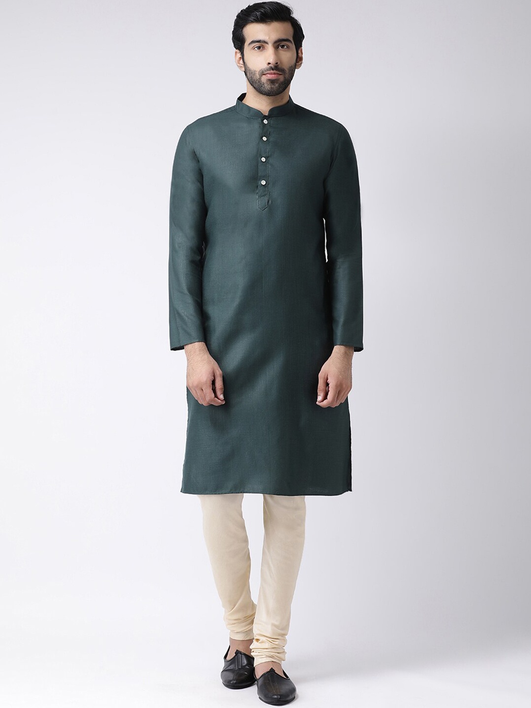 

KISAH Mandarin Collar Cotton Straight Kurta, Green