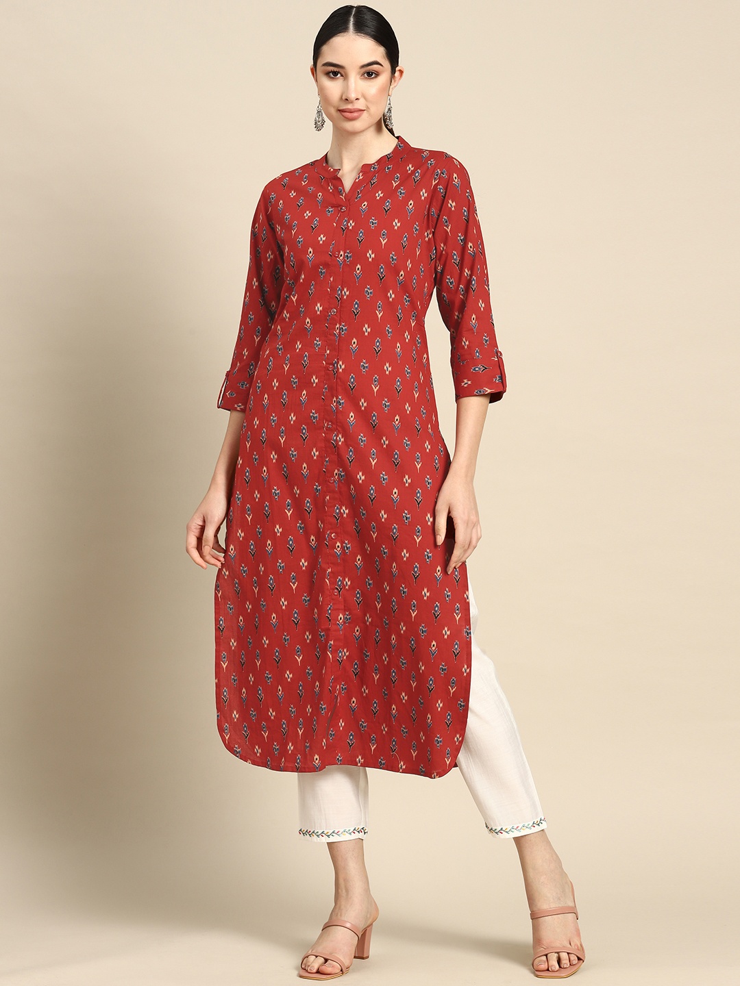 

Nayo Ethnic Motifs Printed Cotton Kurta, Red