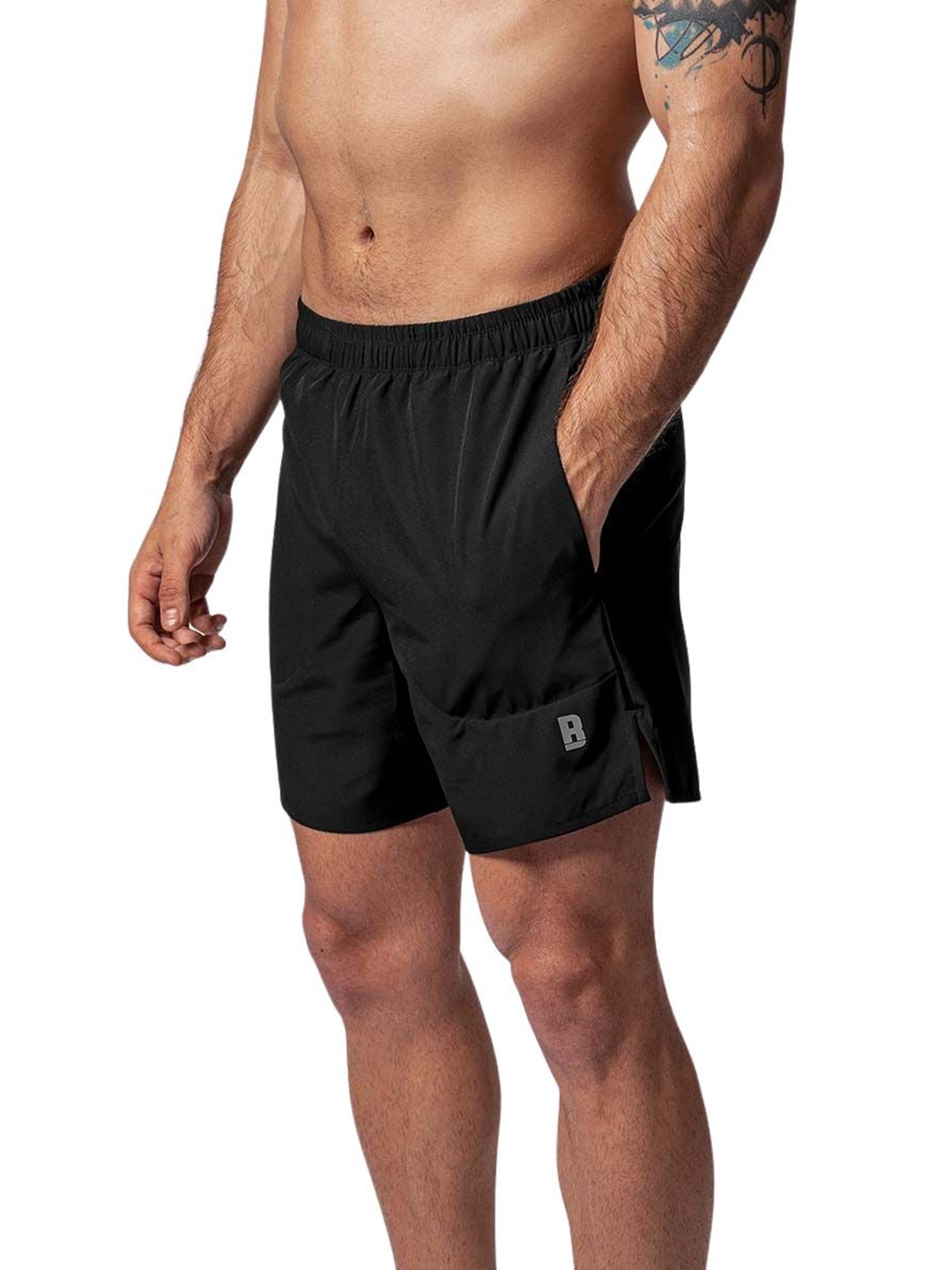 

Baller Athletik Speed Racer Men Mid Rise Rapid-Dry Technology Sports Shorts, Black