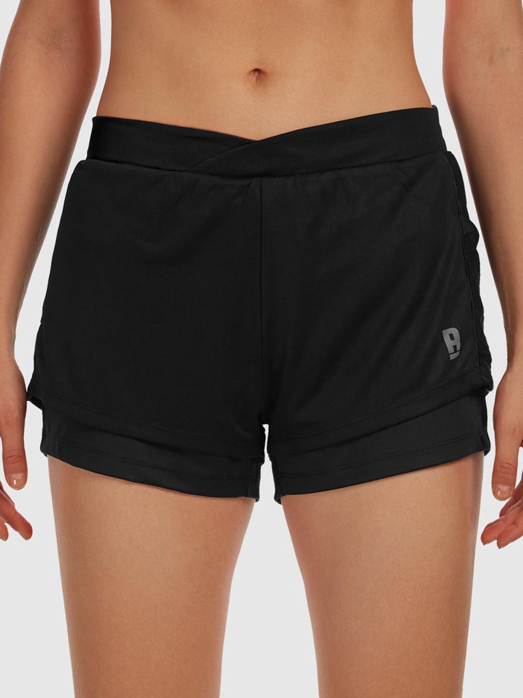

Baller Athletik V Waist Women Training or Gym Rapid-Dry Sports Shorts, Black