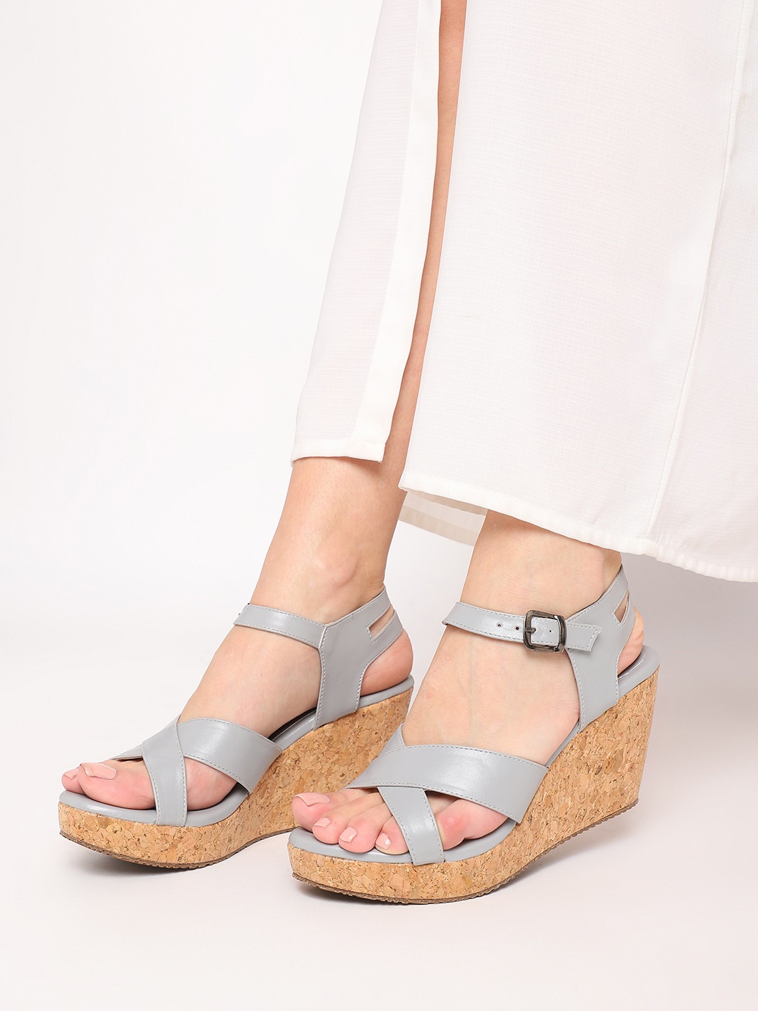

Marc Loire Cross Strap Wedge Heels, Grey