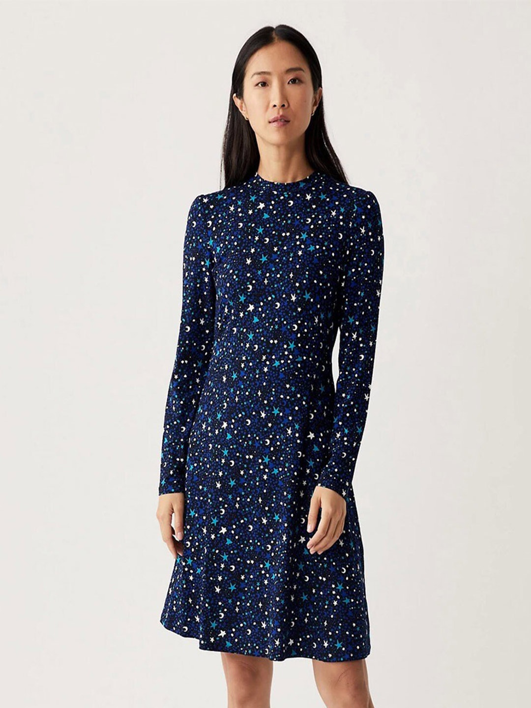 

Marks & Spencer Long Sleeves Conversational Print A-Line Dress, Black