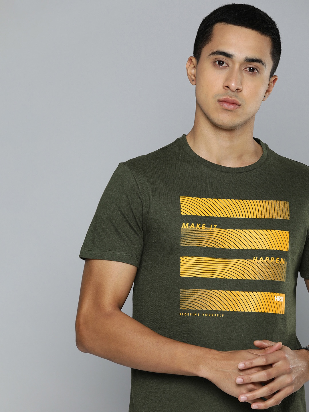 

HRX by Hrithik Roshan Men Graphic Printed T-shirt, Olive