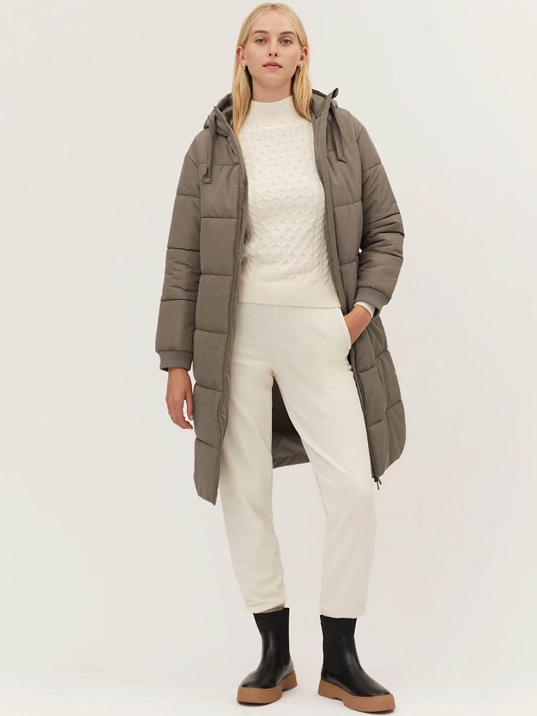 

Marks & Spencer Women Longline Puffer Jacket, Coffee brown