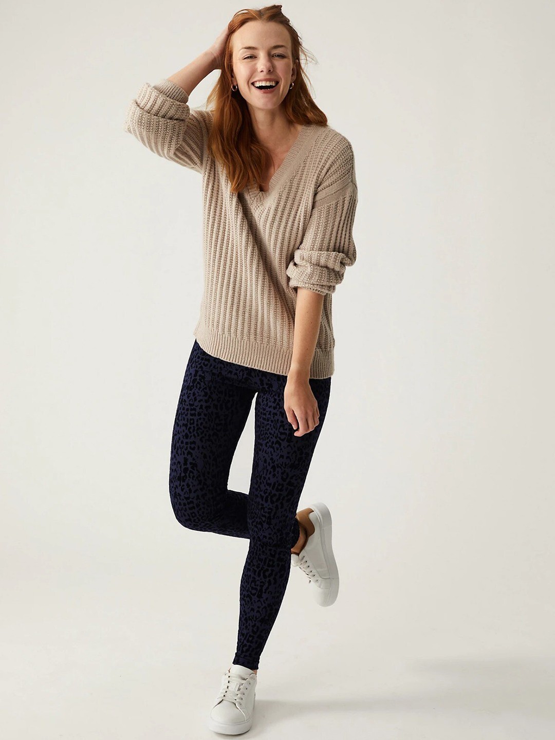 

Marks & Spencer Women Animal Printed High-Rise Tights, Black