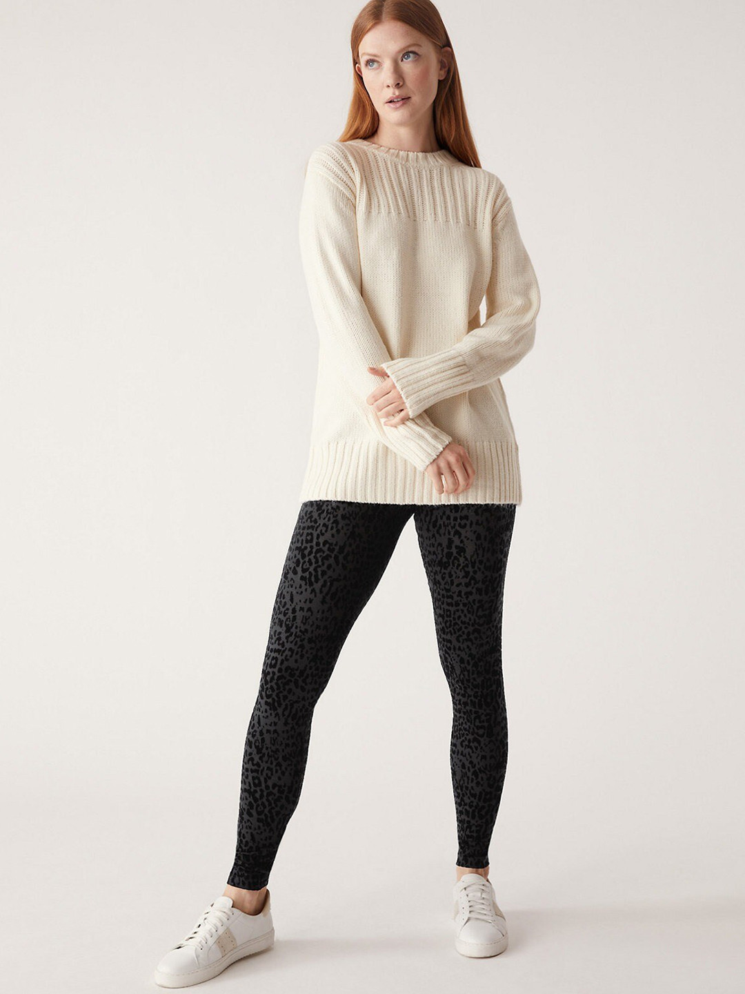 

Marks & Spencer Women Animal Printed High-Rise Tights, Black
