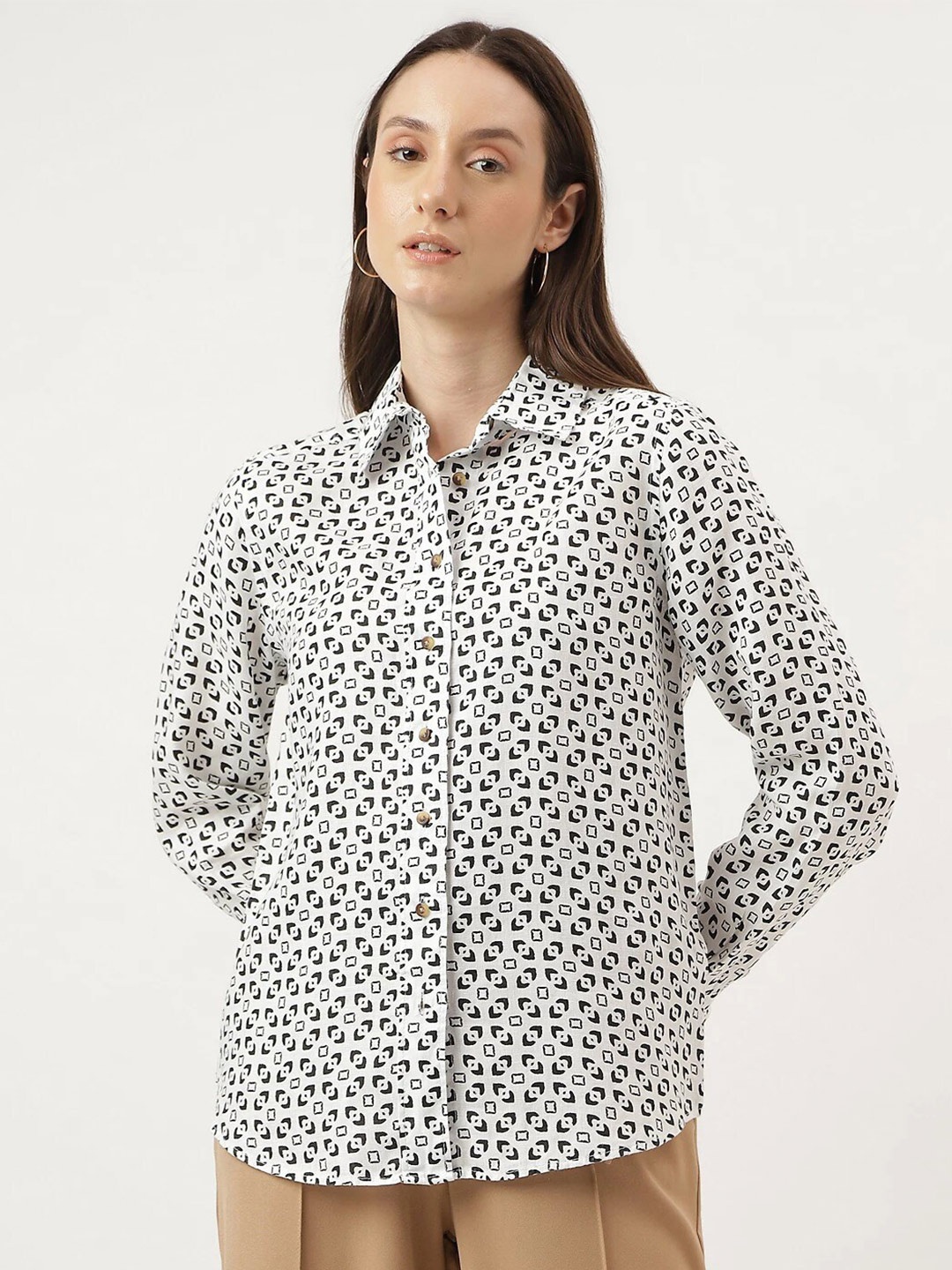 

Marks & Spencer Conversational Printed Opaque Casual Pure Linen Shirt, Cream