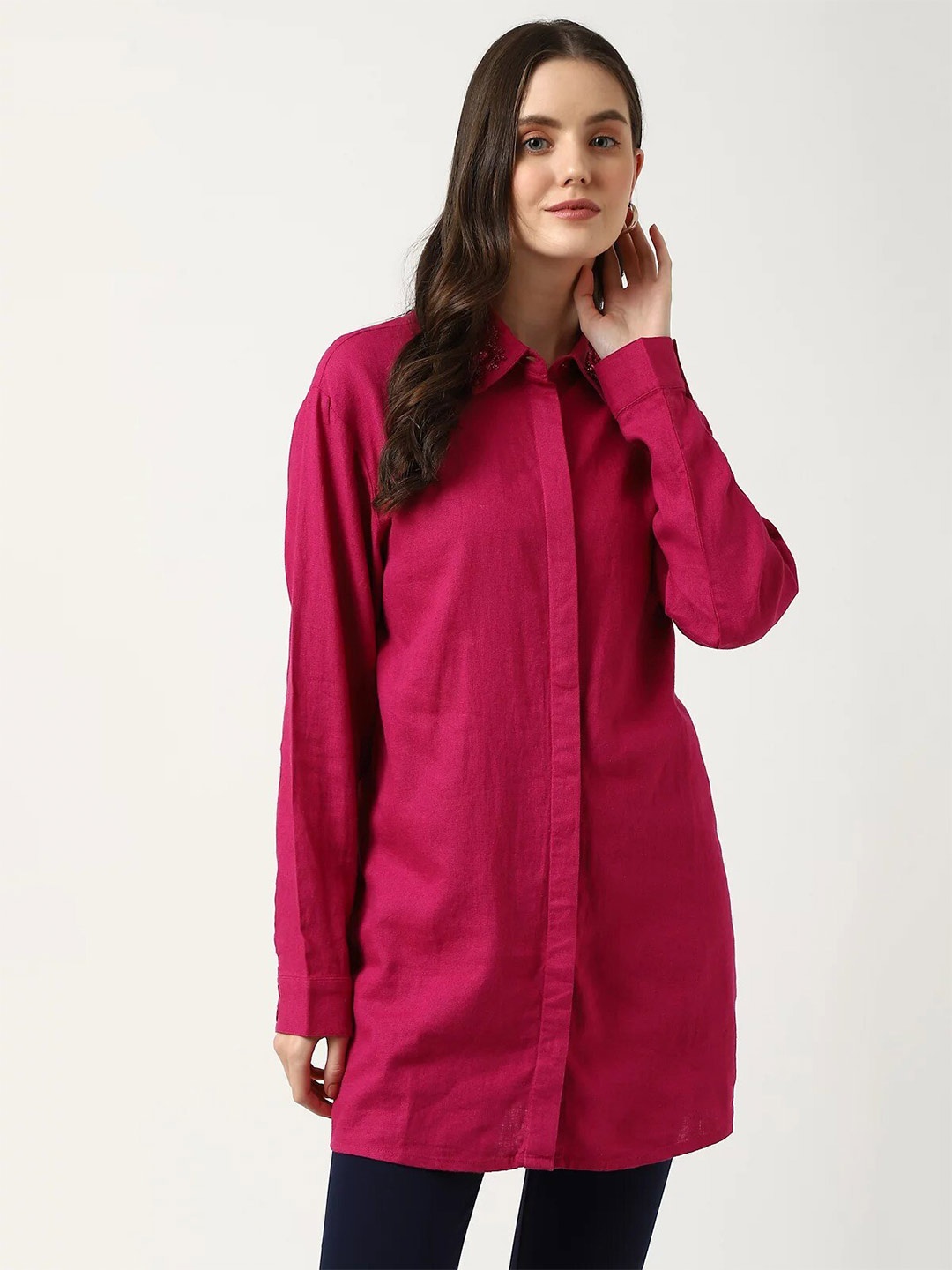 

Marks & Spencer Spread Collar Cotton Casual Shirt, Pink