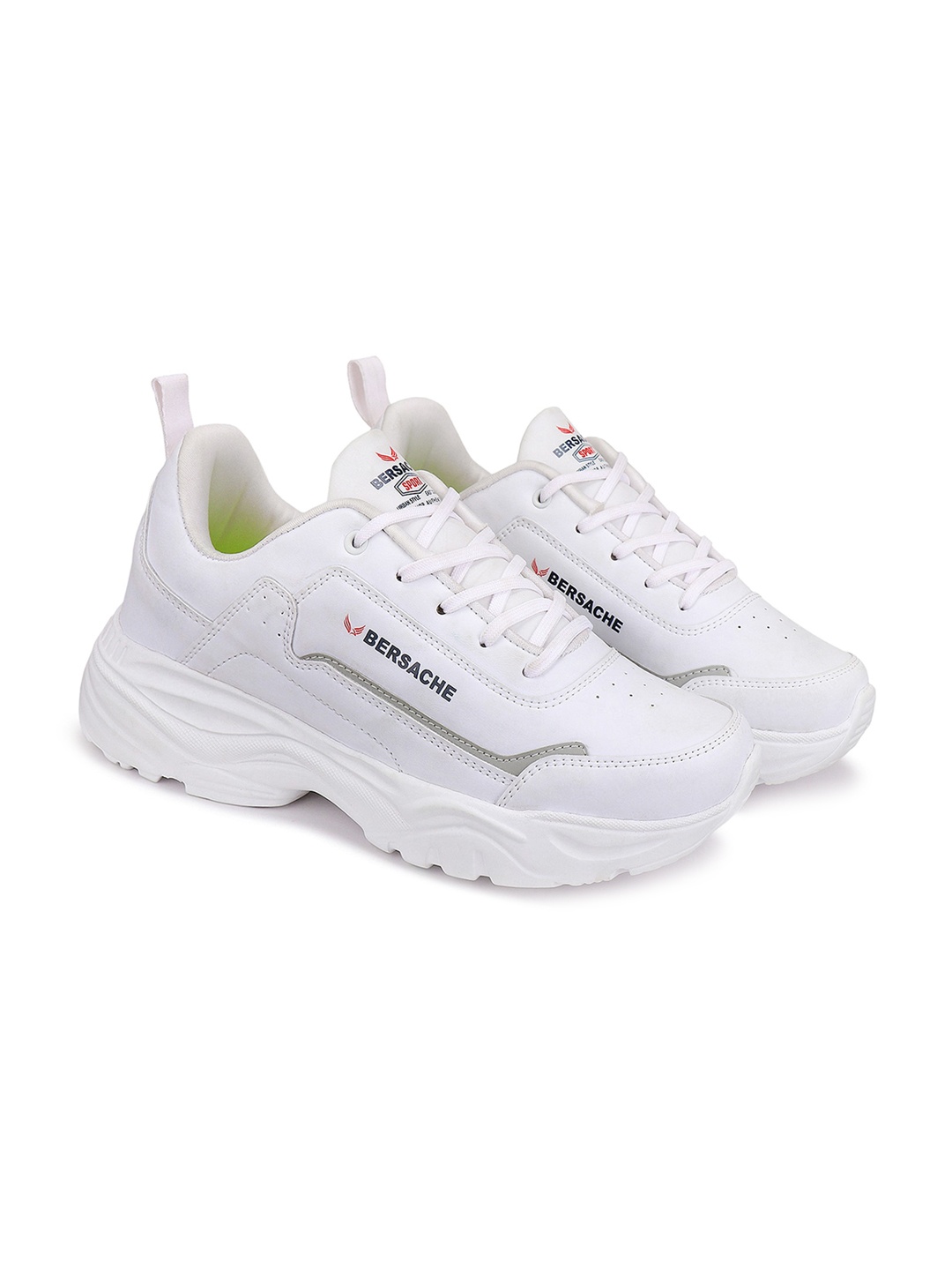 

BERSACHE Men Woven Design Lace Ups Sneakers, White
