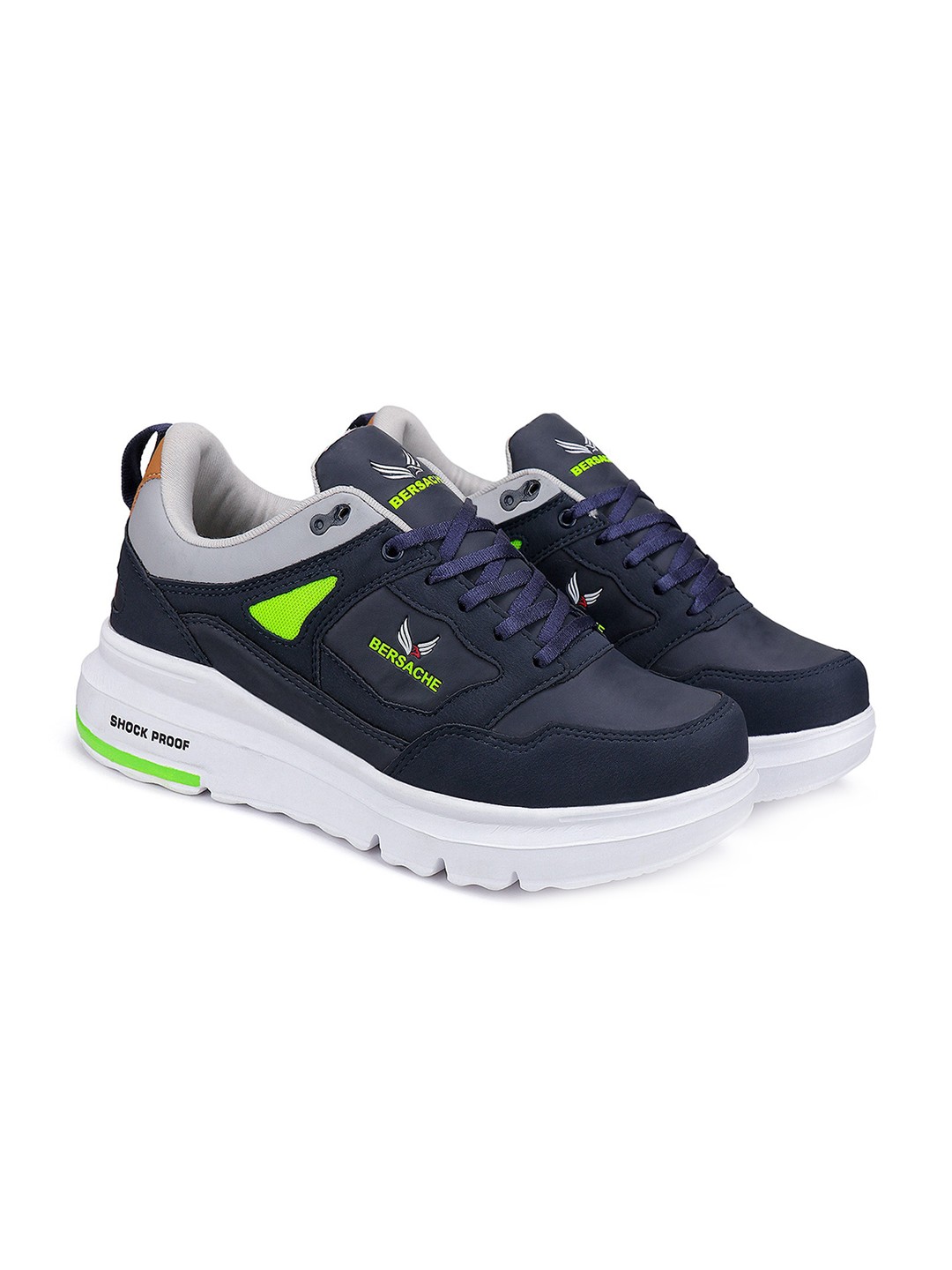 

BERSACHE Men Colourblocked Lightweight Sneakers, Navy blue