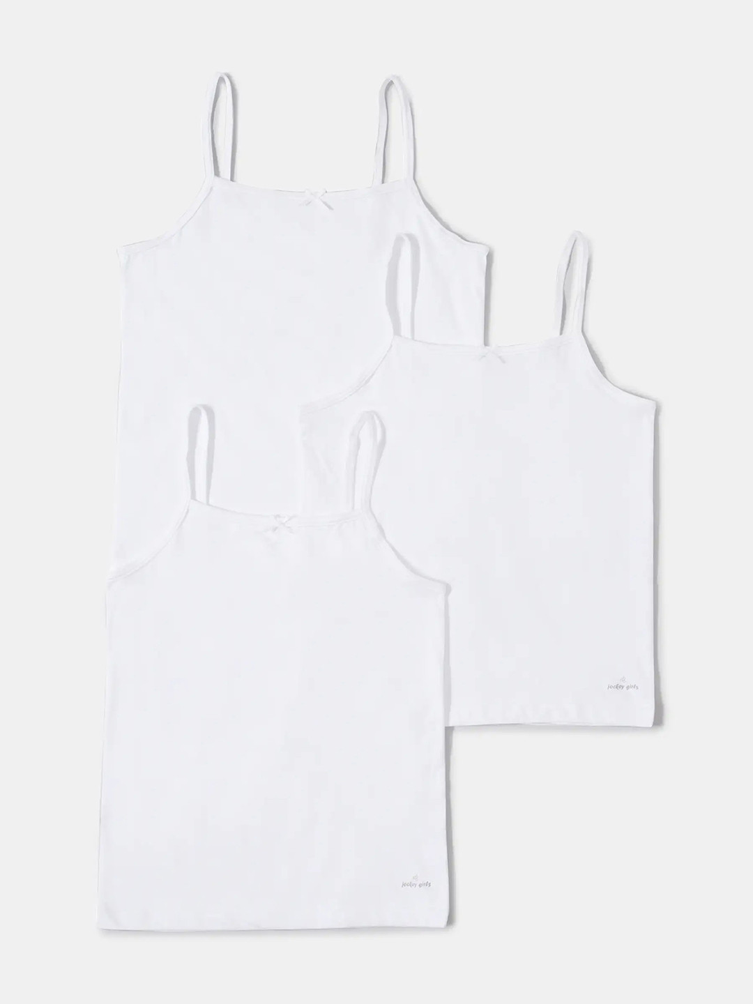 

Jockey Girls Pack Of 3 Super Combed Cotton Solid Camisoles- SG13, White