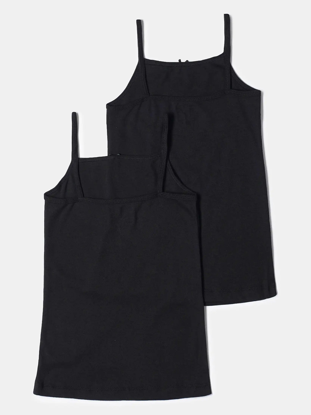 

Jockey Girls Pack of 2 Super Combed Cotton Round Neck Camisole with Regular Straps-SG04, Black