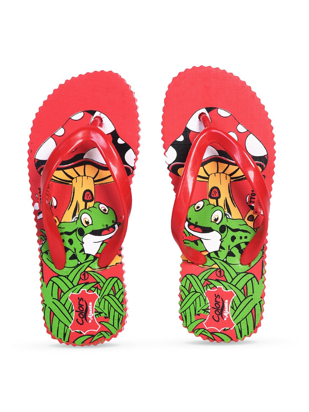 

Ajanta Kids T-Straps Printed Thong Flip-Flops, Red