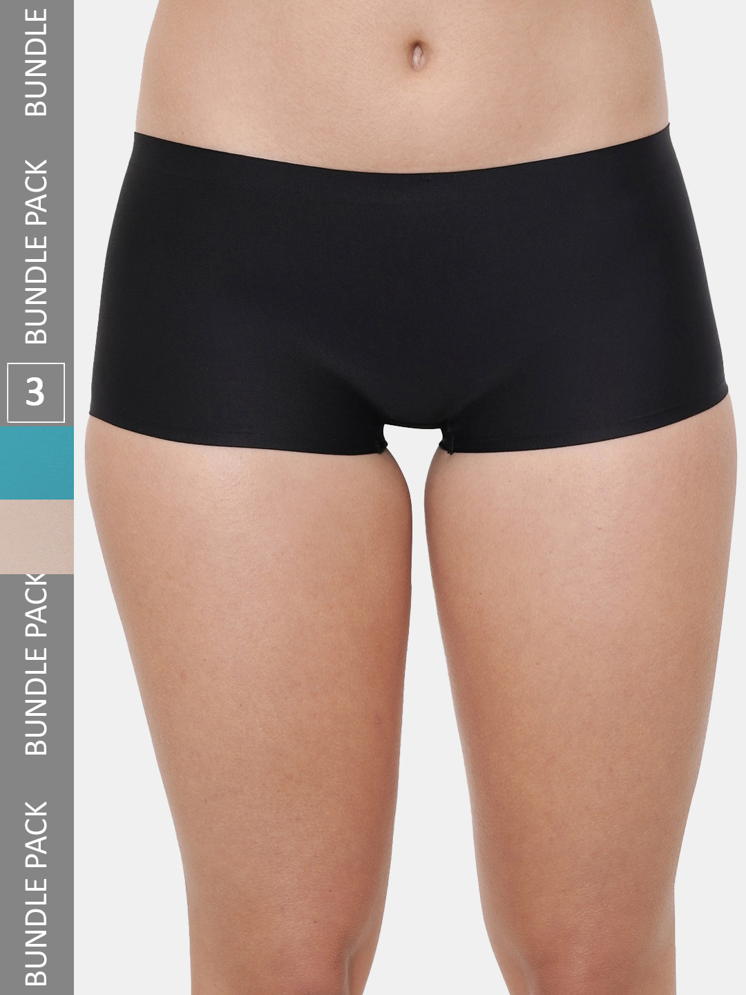 

Amour Secret Women Pack Of 3 Anti-Odour Seamless Boy Shorts Briefs, Black