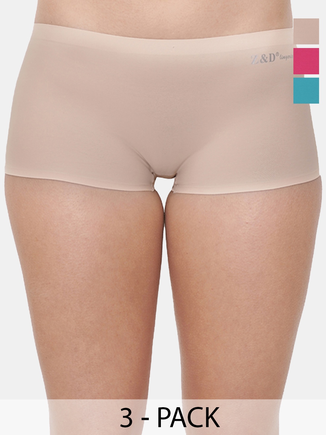 

Amour Secret Women Pack Of 3 Anti-Odour Seamless Boy Shorts Briefs, Turquoise blue