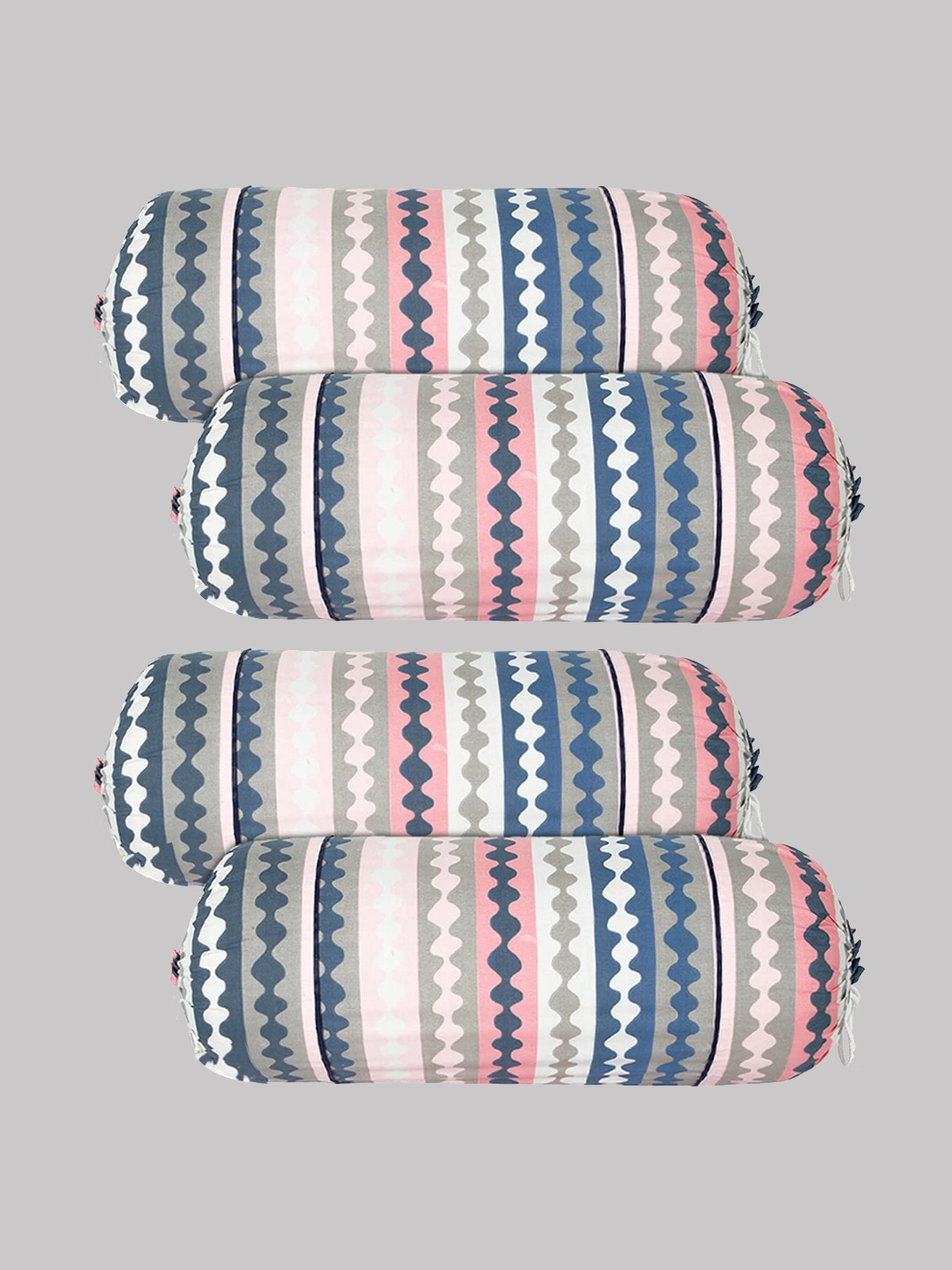 

Kuber Industries Grey & Pink 6 Pieces Printed Cotton Bolster Covers