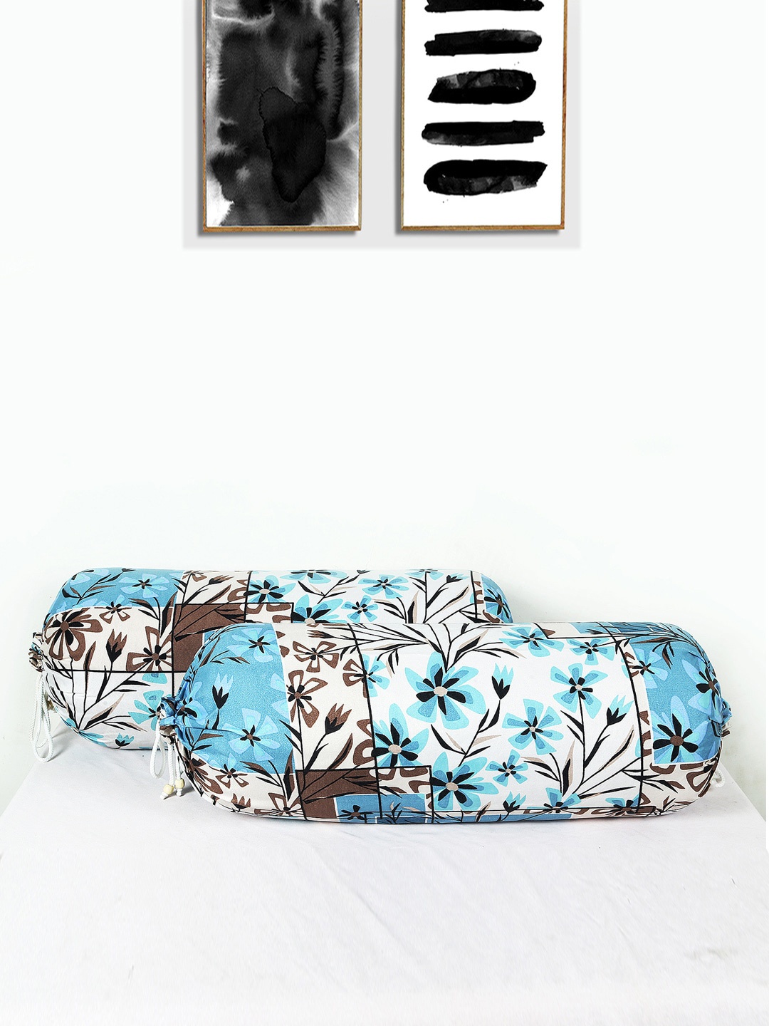 

Kuber Industries Blue & White 2 PC Printed Cotton Bolster Covers