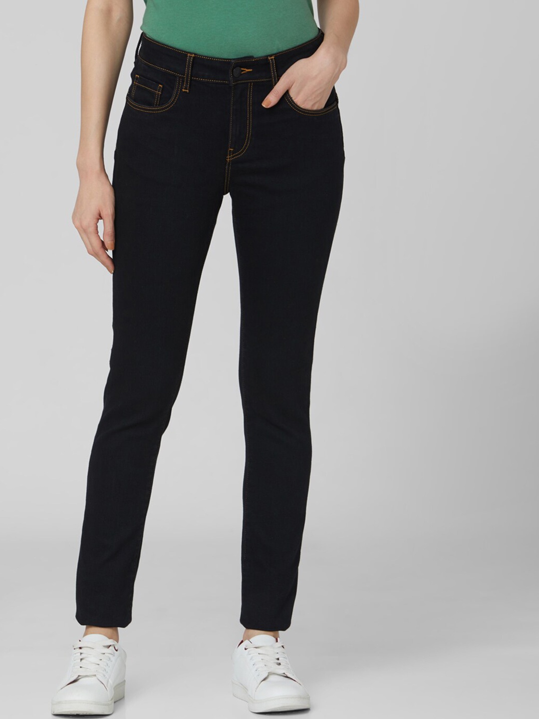 

Vero Moda Women Skinny Fit High-Rise Clean Look Jeans, Black