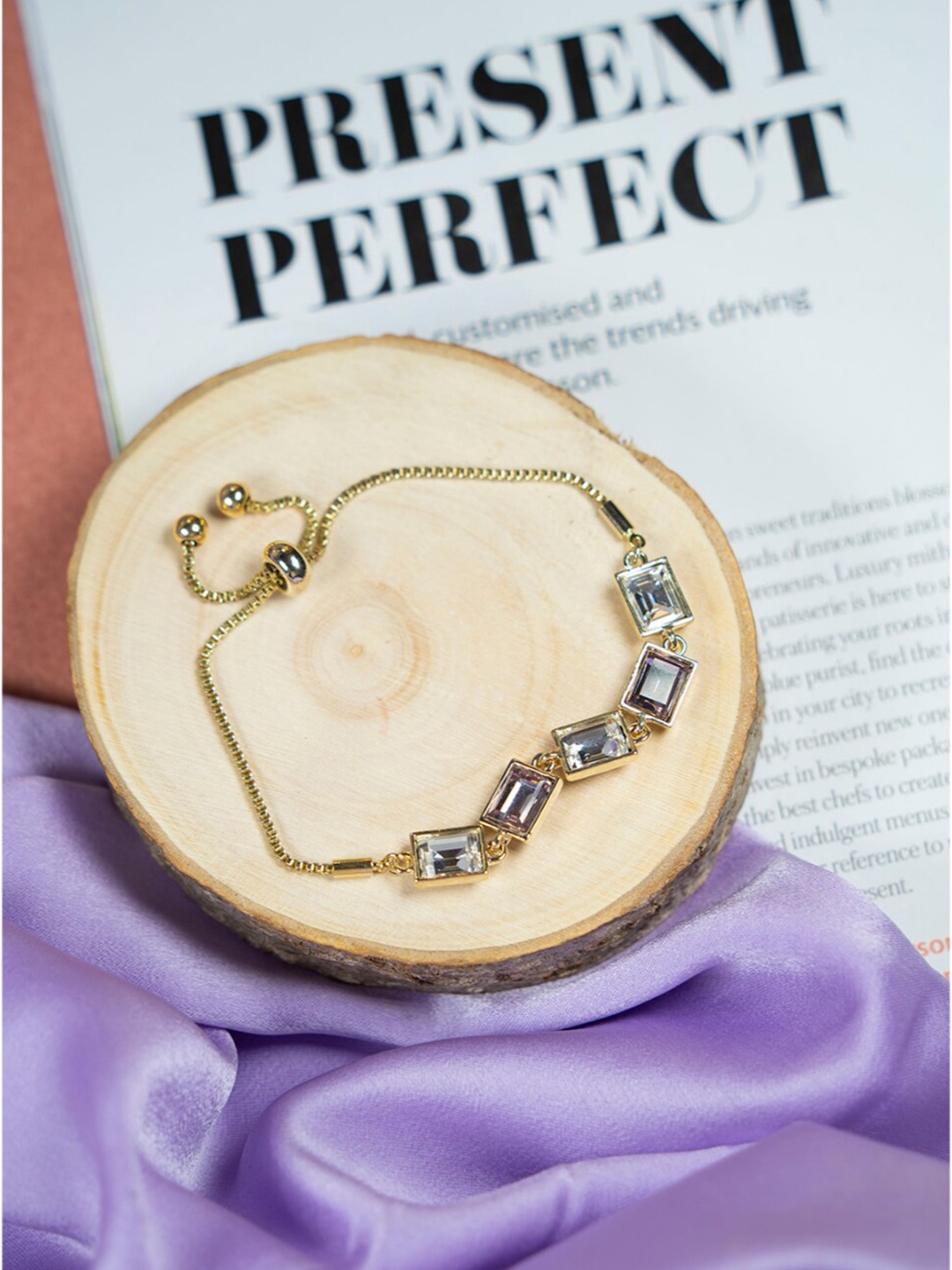 

SALTY Women Gold-Plated Stone Studded Link Bracelet