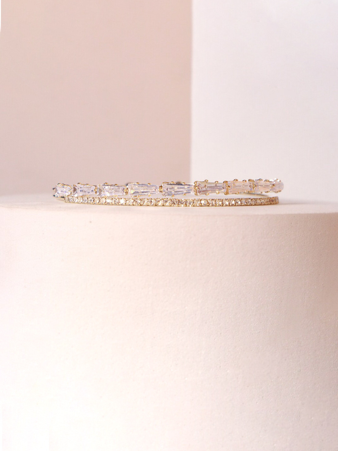 

SALTY Gold Plated Crystal Studded Kada Bracelet