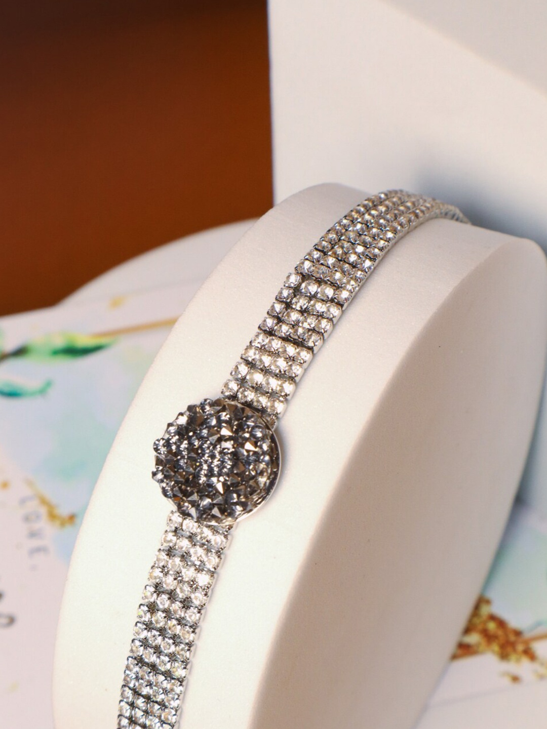 

SALTY Women Silver-Plated Stone Studded Charm Bracelet