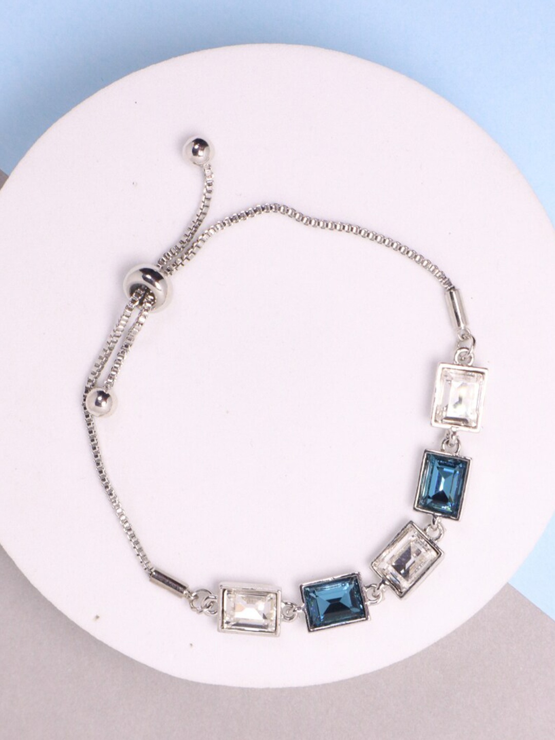 

SALTY Women Silver-Plated Stone Studded Link Bracelet