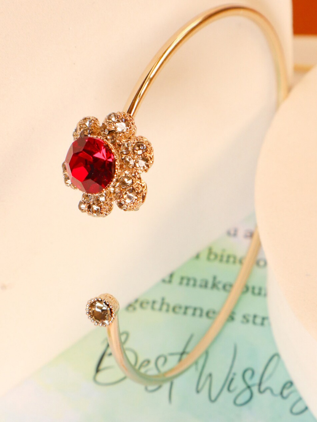 

SALTY Women Gold-Plated Stone Studded Cuff Bracelet