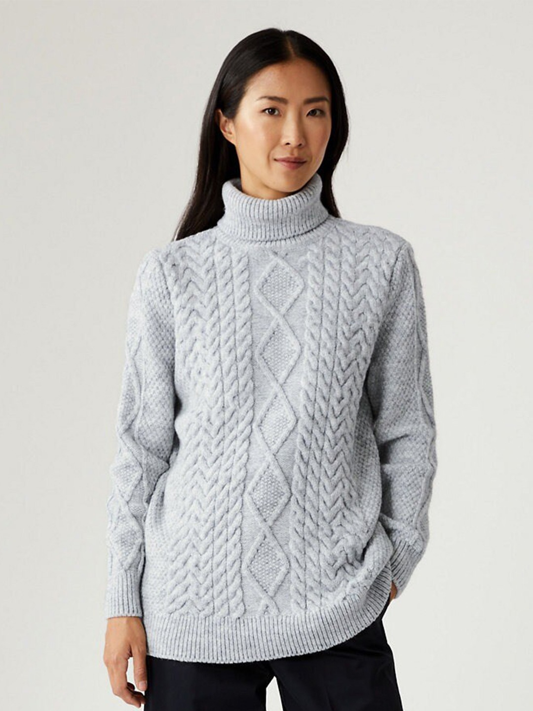 

Marks & Spencer Ribbed Turtle Neck Pullover, Grey