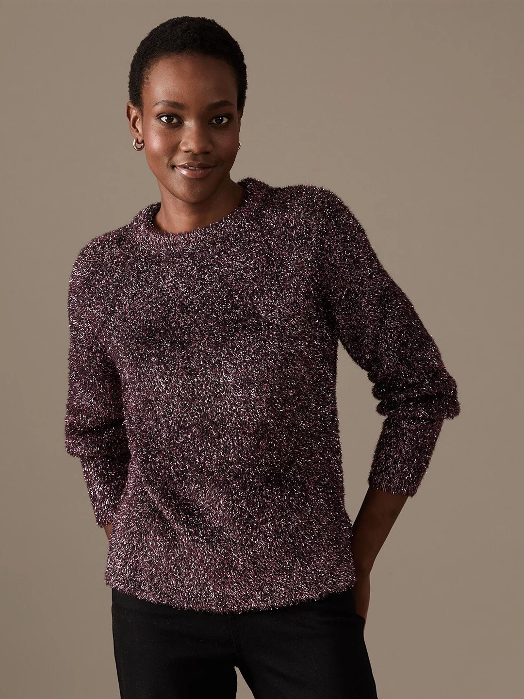

Marks & Spencer Embellished Round Neck Pullover, Pink