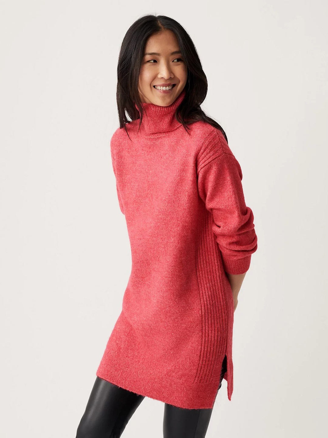 

Marks & Spencer Turtle Neck Longline Pullover, Pink