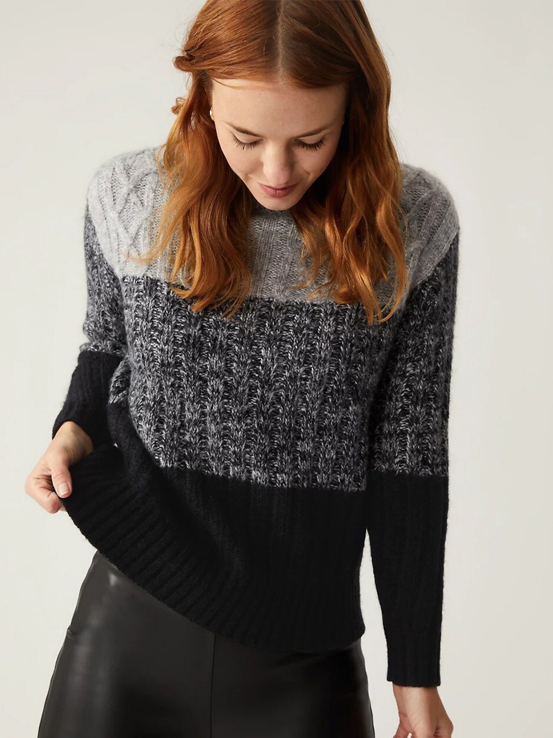 

Marks & Spencer Ribbed Round Neck Pullover, Grey