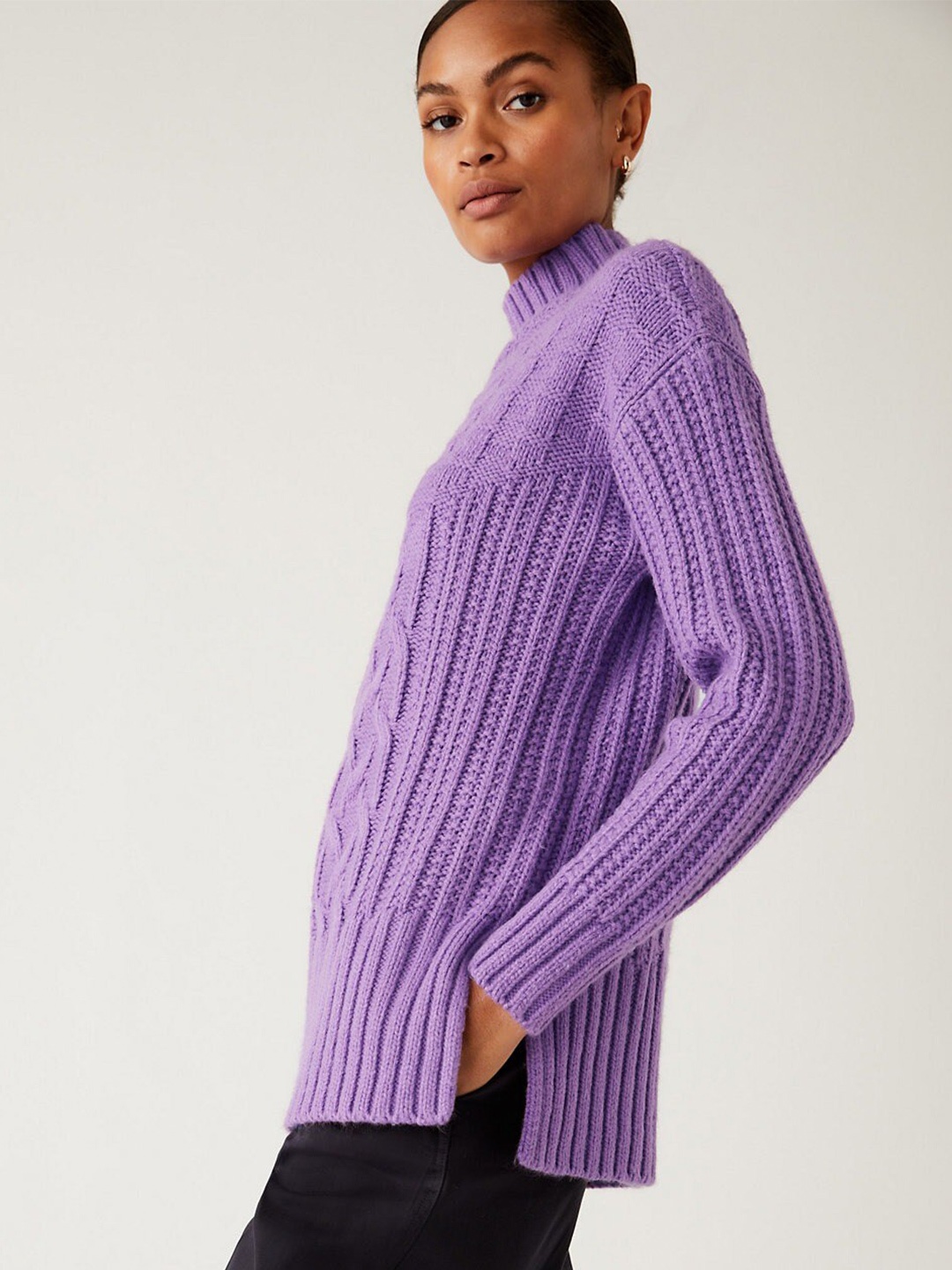 

Marks & Spencer Cable Knit Pullover, Purple