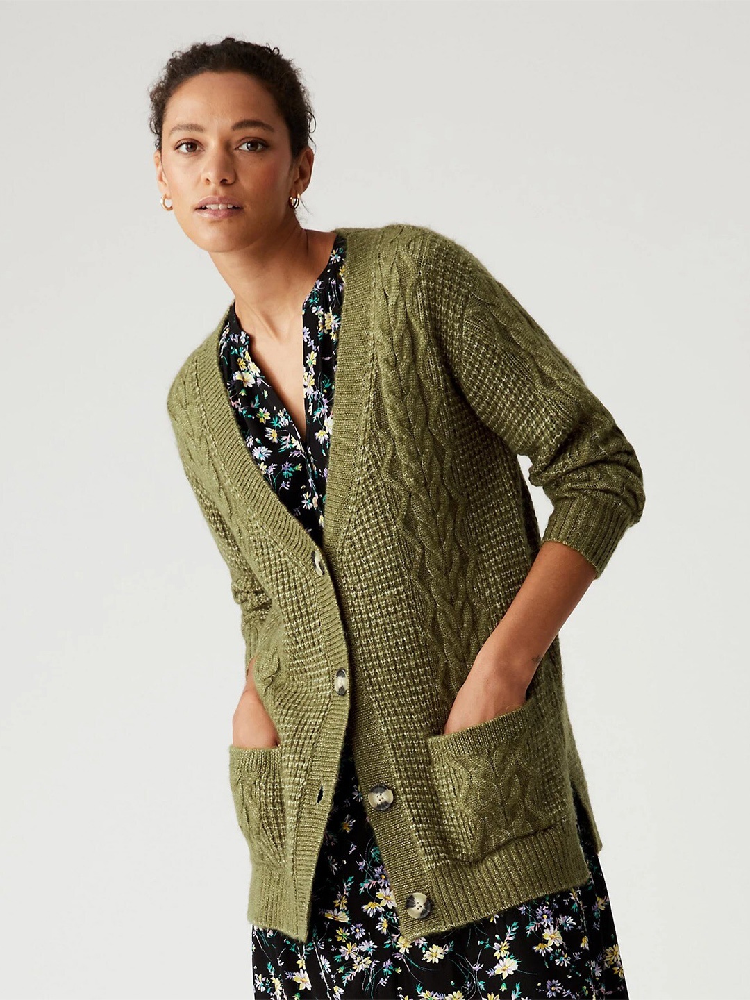 

Marks & Spencer Self Design Cardigan, Green