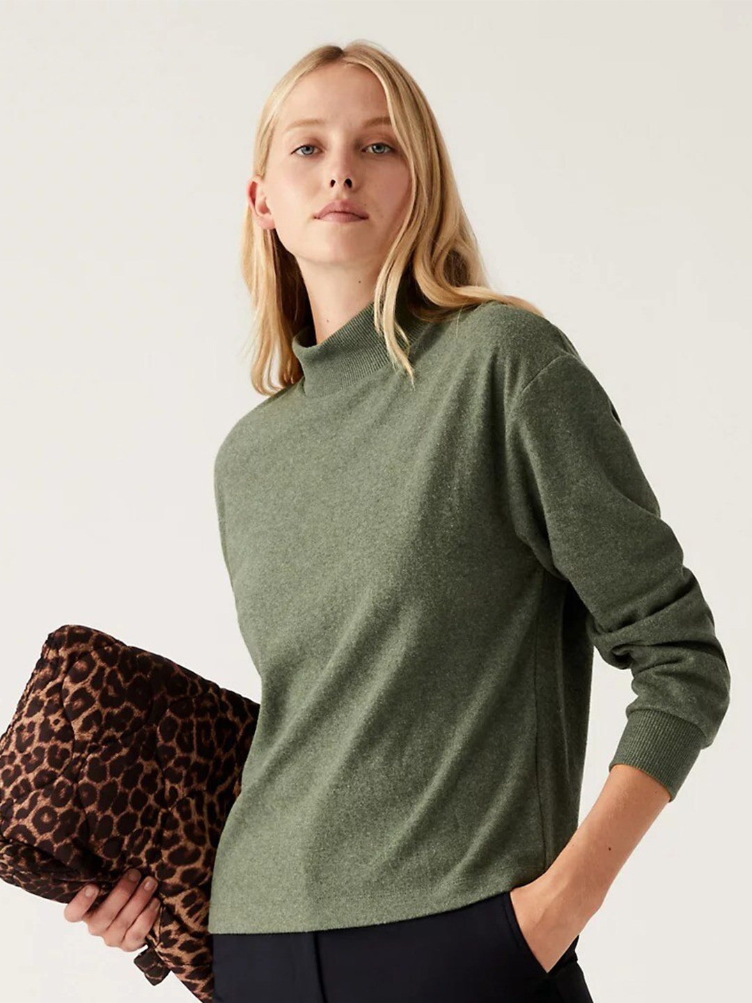 

Marks & Spencer Women High Neck Sweatshirt, Khaki