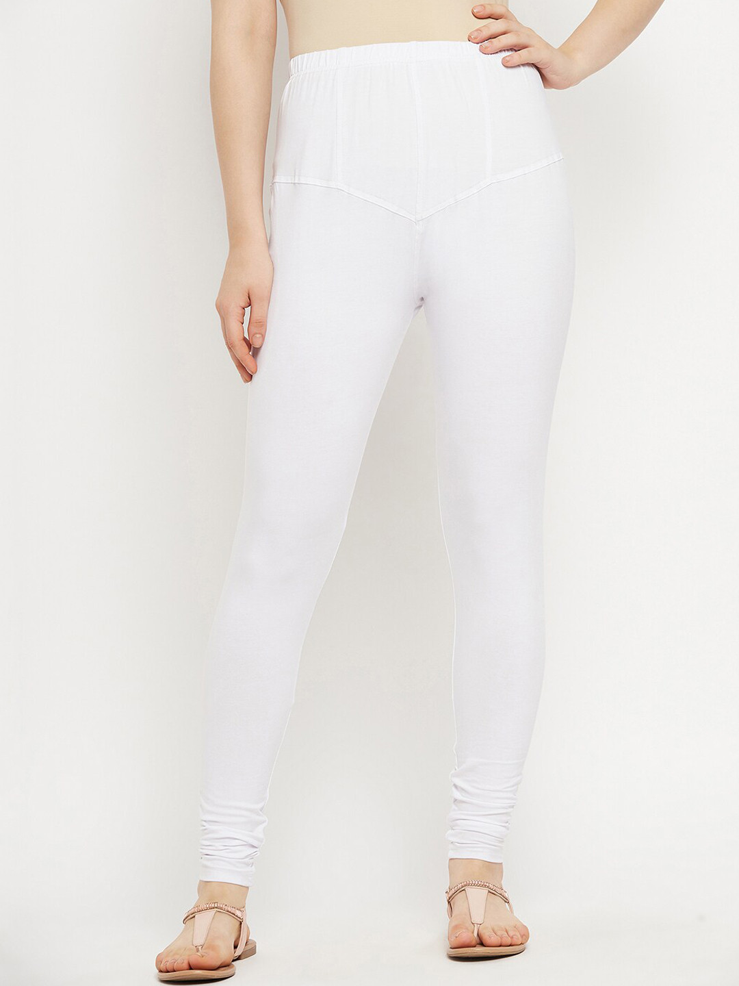 

SECRETS BY ZEROKAATA Women Cotton 4-Way Stretch Slim Fit Churidar, White