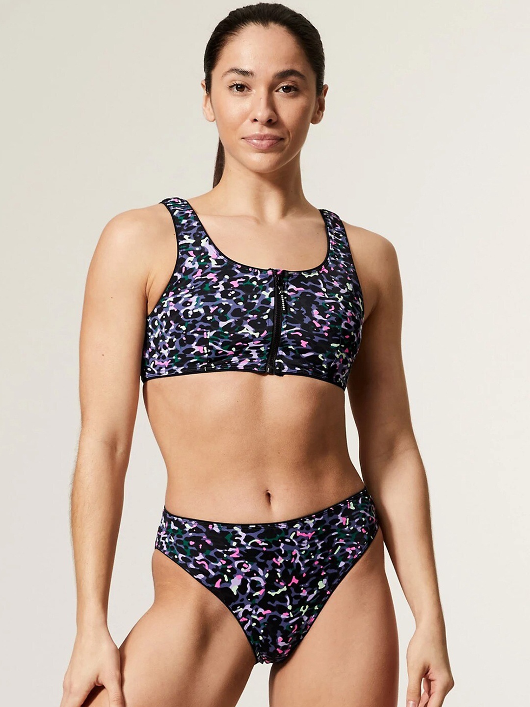 

Marks & Spencer Printed Round Neck Swimwear Brief, Purple