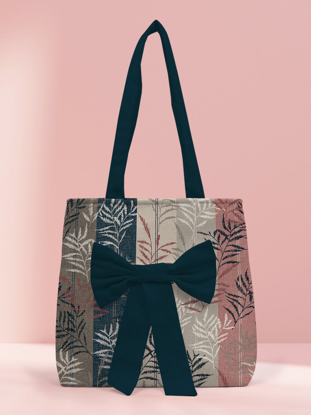

Crazy Corner Floral Printed Structured Tote Bag With Bow Detail, Beige