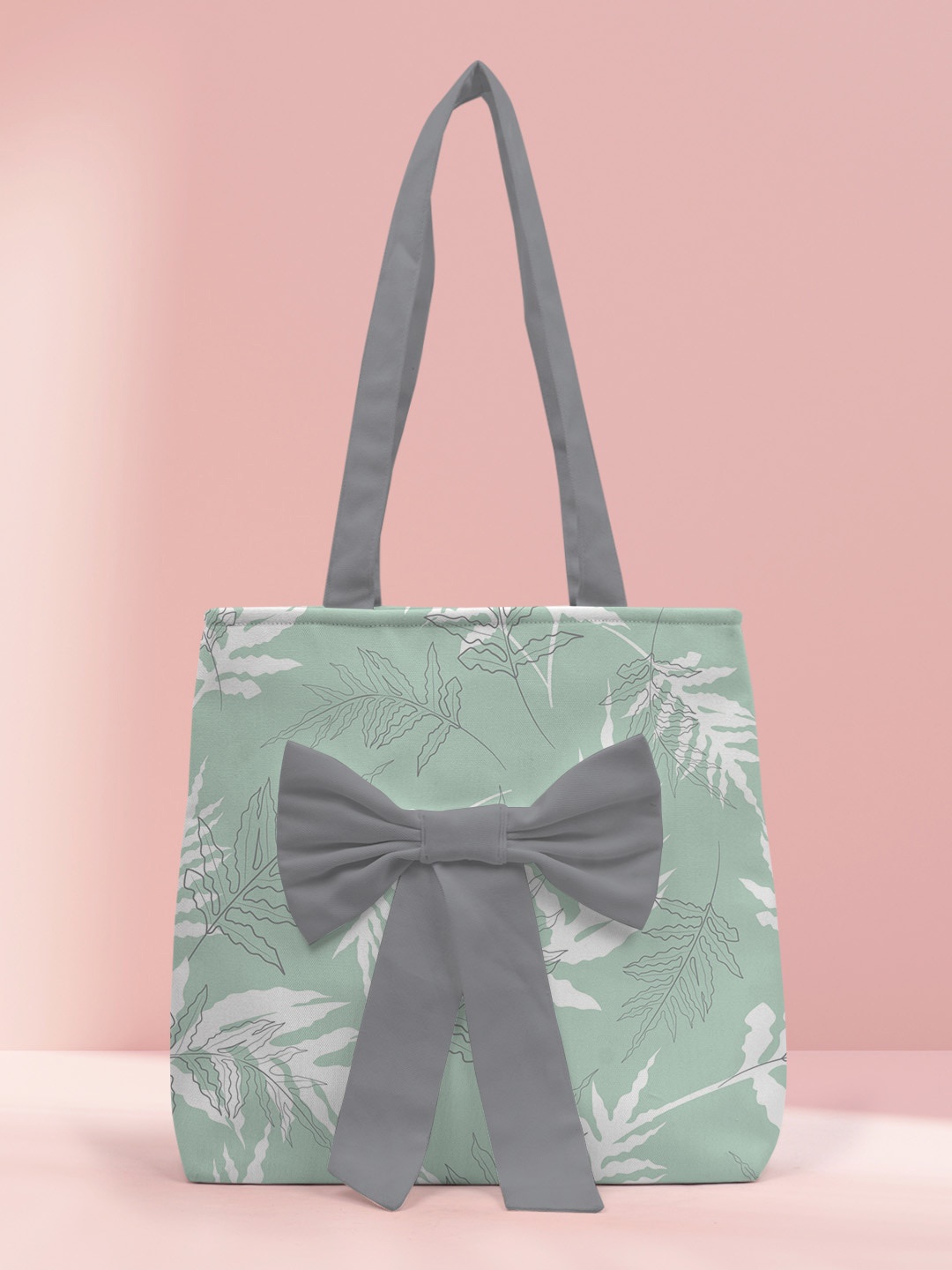 

Crazy Corner Floral Printed Shopper Tote Bag with Bow, Green