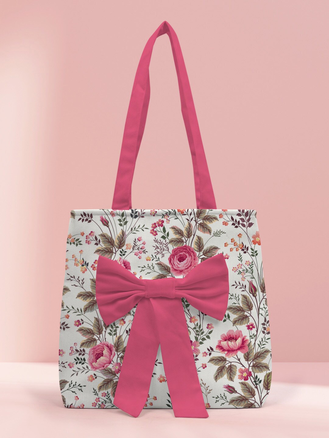 

Crazy Corner Women Floral Printed Shopper Tote Bag with Bow Detail, Fuchsia